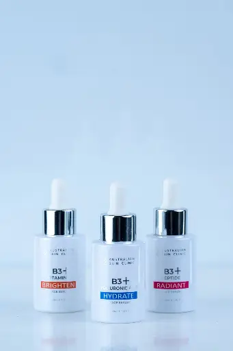 Face Serum (Box) Trio B3+ B3 + Peptides | B3 + Acide Hyaluronique | B3 + Vitamine C Hydrate • Illumine • Régénère